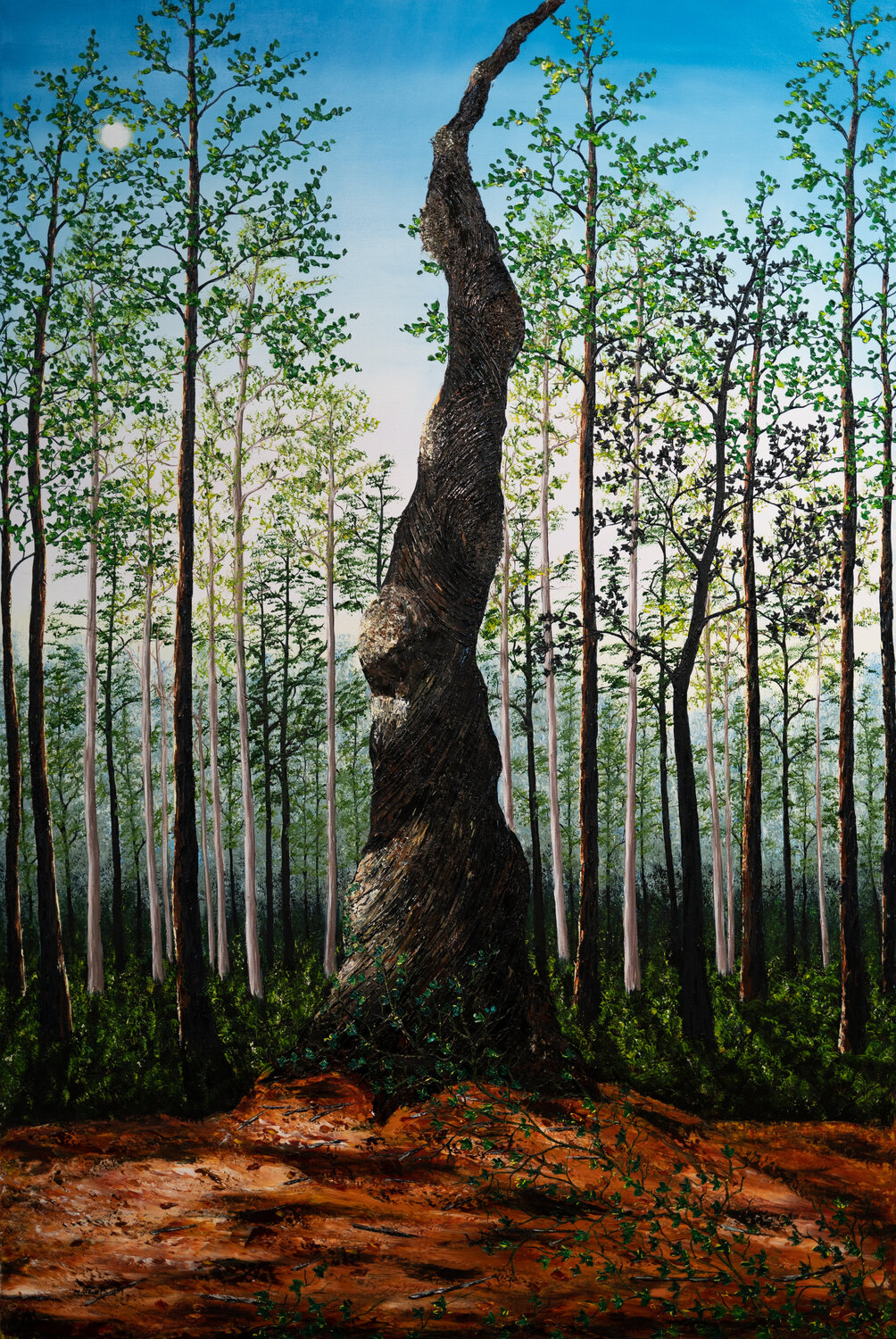 Sculptural Twisted Tree Hazel Thomson Original painting for sale