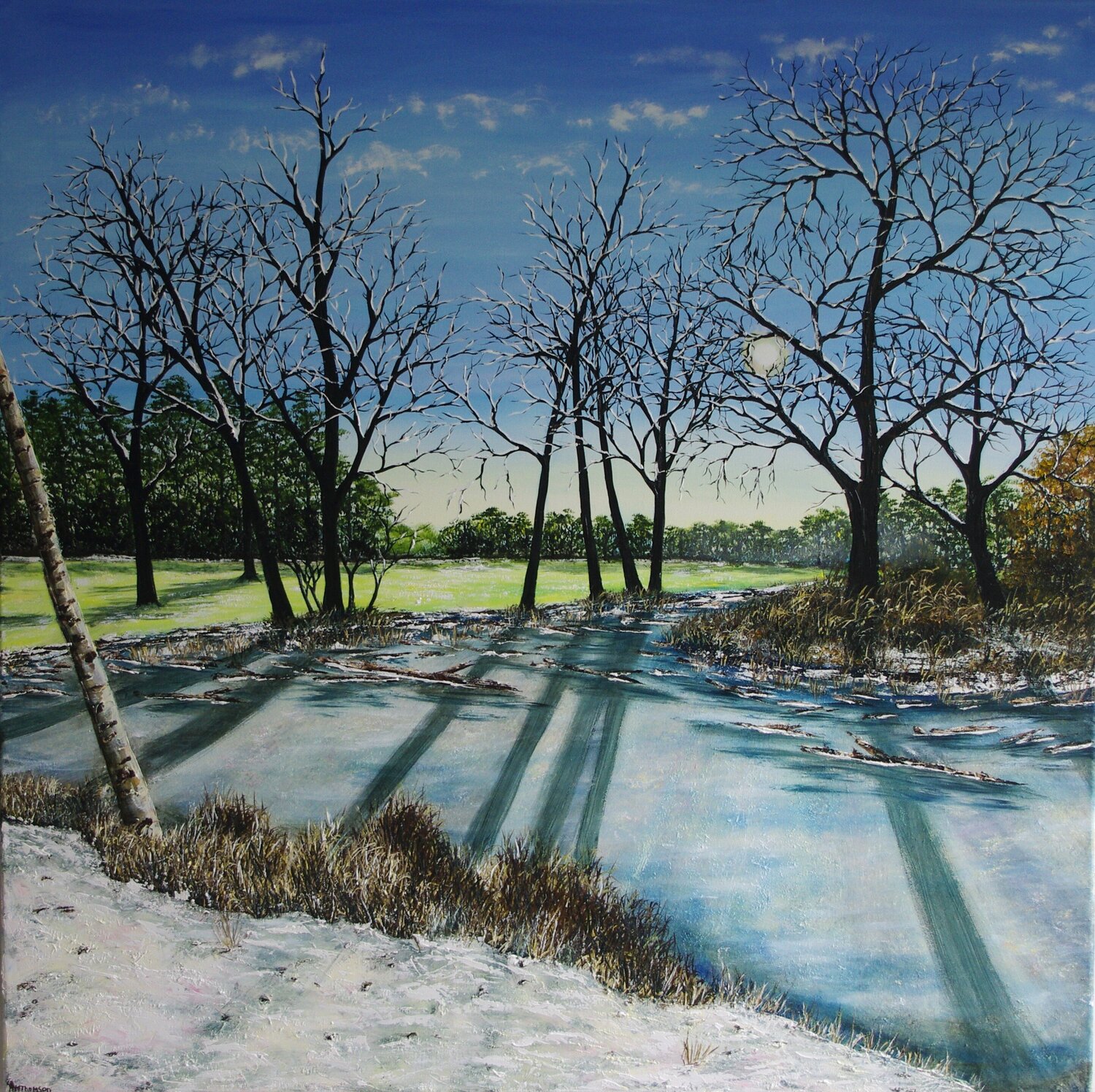 Frozen Pond Hazel Thomson Original painting for sale