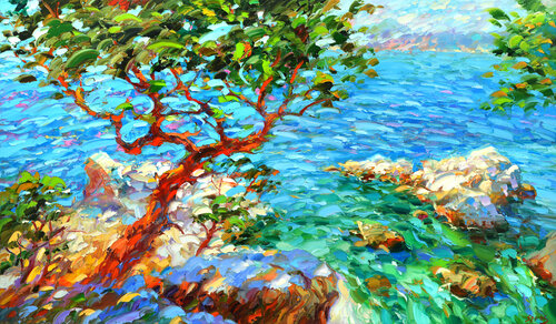 The view of the azure Bay 2 by Dmitry Spiros, Painting for Sale on Select