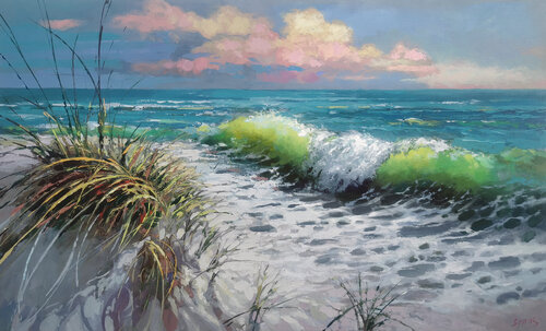 Dune beach at sunset 2 by Dmitry Spiros, Painting for Sale on Select