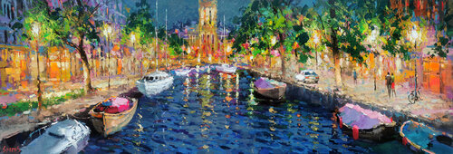 Summer lights of "Northern Venice" by Dmitry Spiros, Painting for Sale on Select