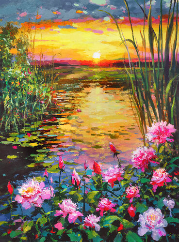 The last rays (old pond) by Dmitry Spiros, Painting for Sale on Select