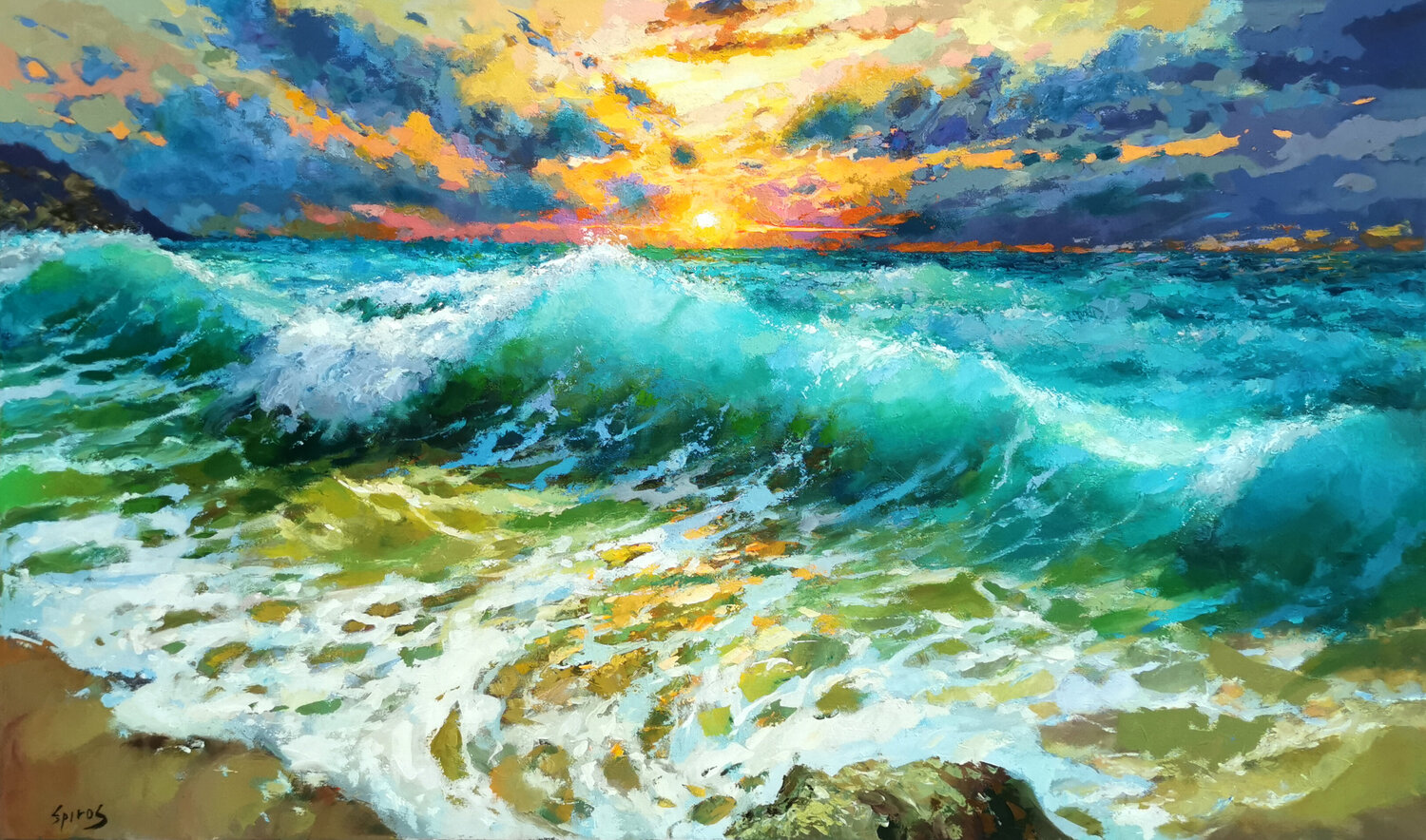 Morning caribbean view Dmitry Spiros Original painting for sale