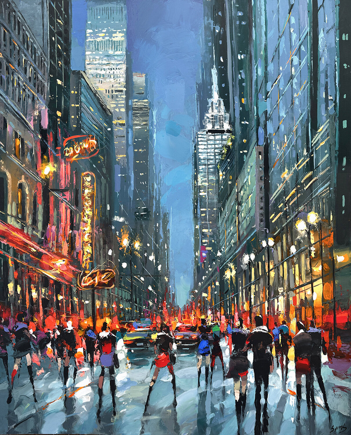 Nocturnal Metropolis Dmitry Spiros Original painting for sale