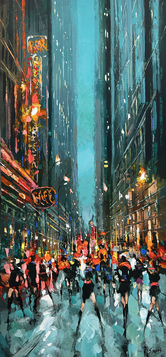 Midnight City Pulse Dmitry Spiros Original painting for sale