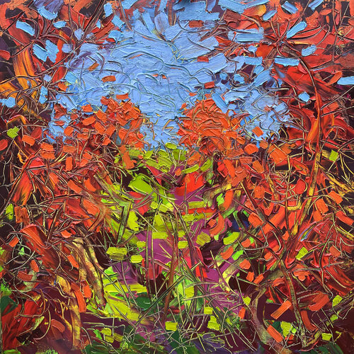 The Red Vineyard by Olga Bezhina, Painting for Sale on Select