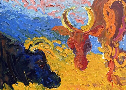 The Sacred Cow von Olga Bezhina, Malerei kaufen auf Select