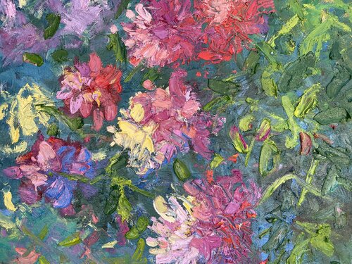 Piones in the garden von Olga Bezhina, Malerei kaufen auf Select