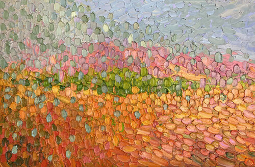 Beginning of rain over the vineyard von Olga Bezhina, Malerei kaufen auf Select