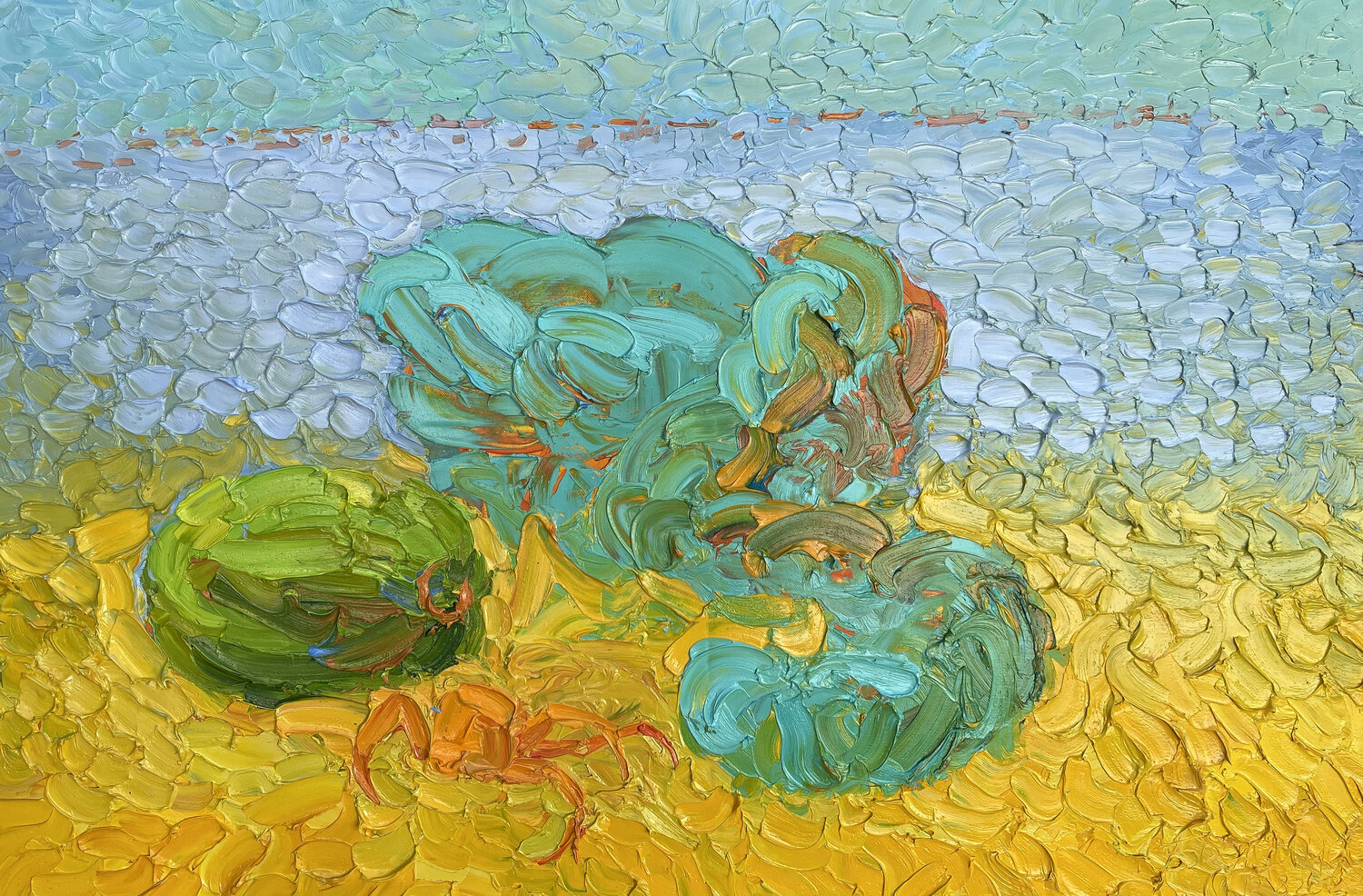 Watermelon, rope and crab Olga Bezhina Original painting for sale