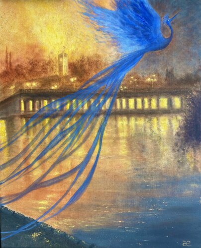 The blue Phoenix by Cæsiliæ, Painting for Sale on Select