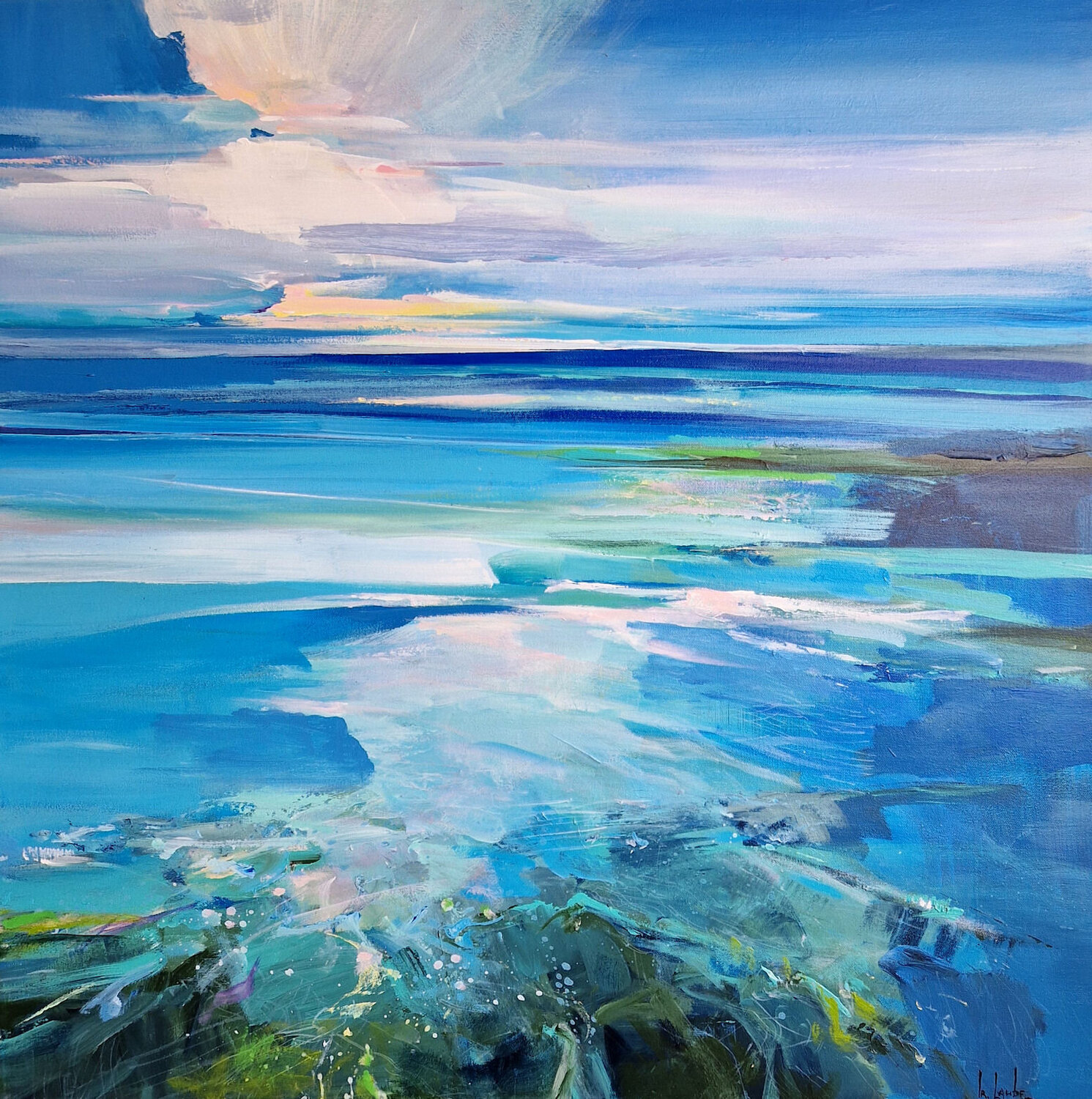 Blue expanses Irina Laube Original painting for sale