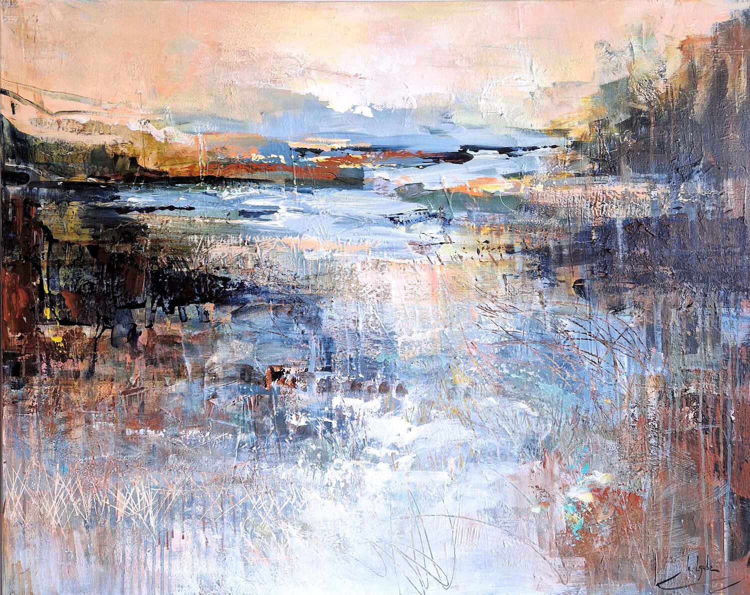 Old lake Irina Laube Original painting for sale