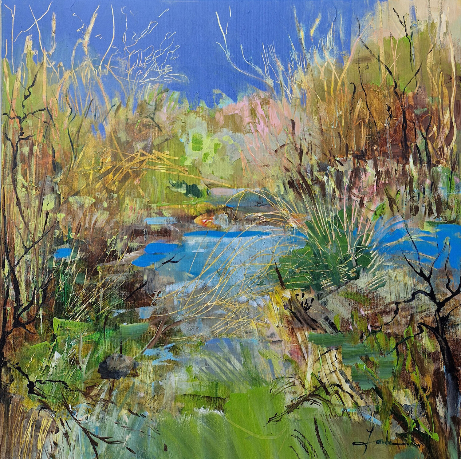 The babbling of the brook Irina Laube Original painting for sale
