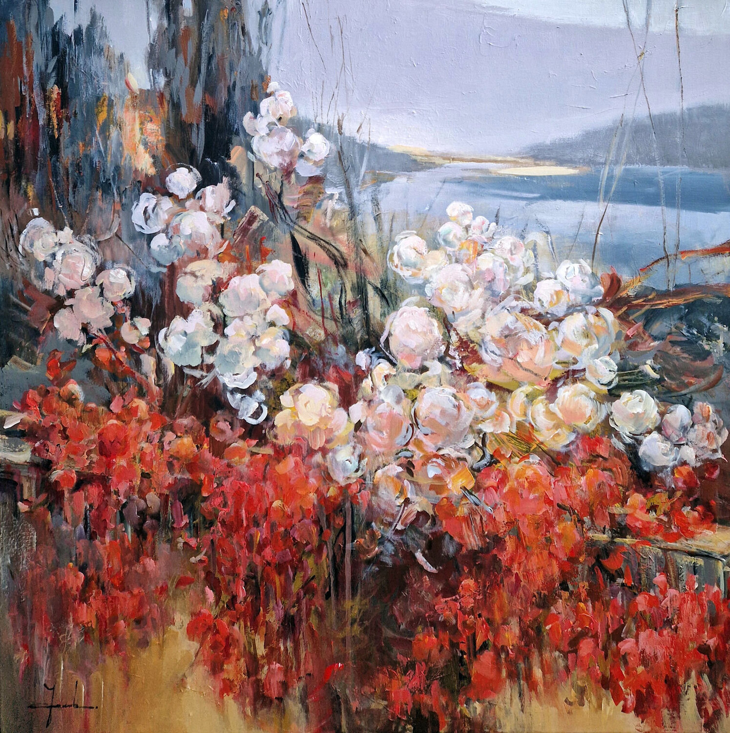 The magic of flowers Irina Laube Original painting for sale