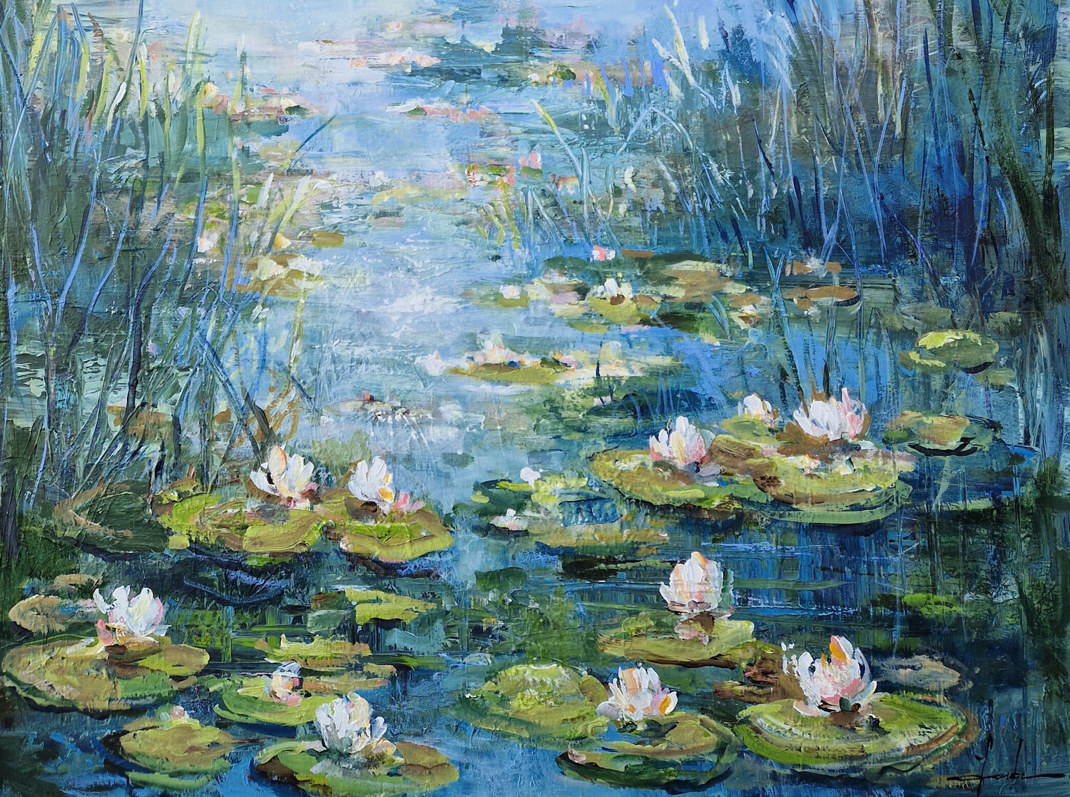 Water Lily Flower Irina Laube Original painting for sale