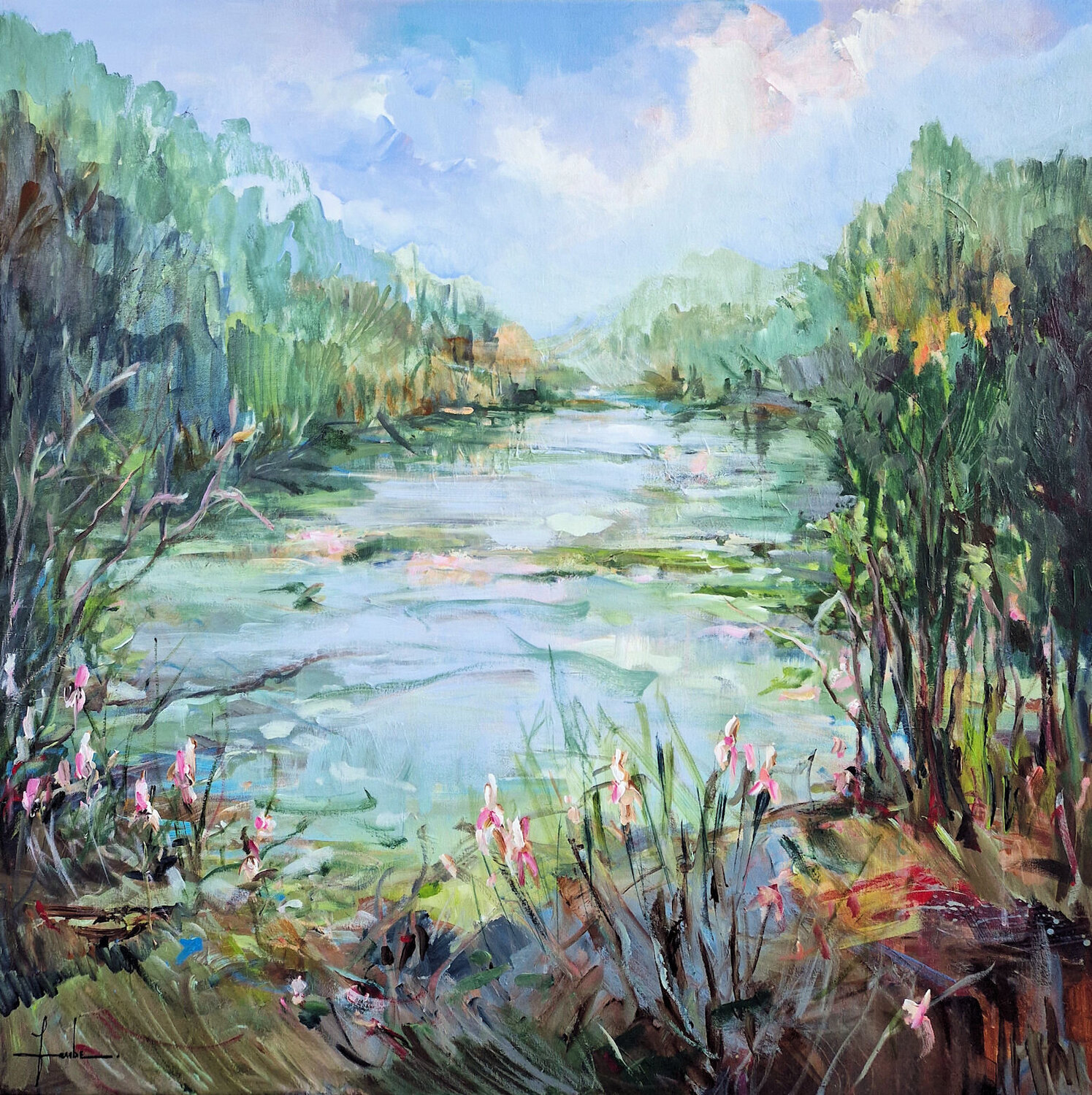 In the Quiet of Green Irina Laube Original painting for sale