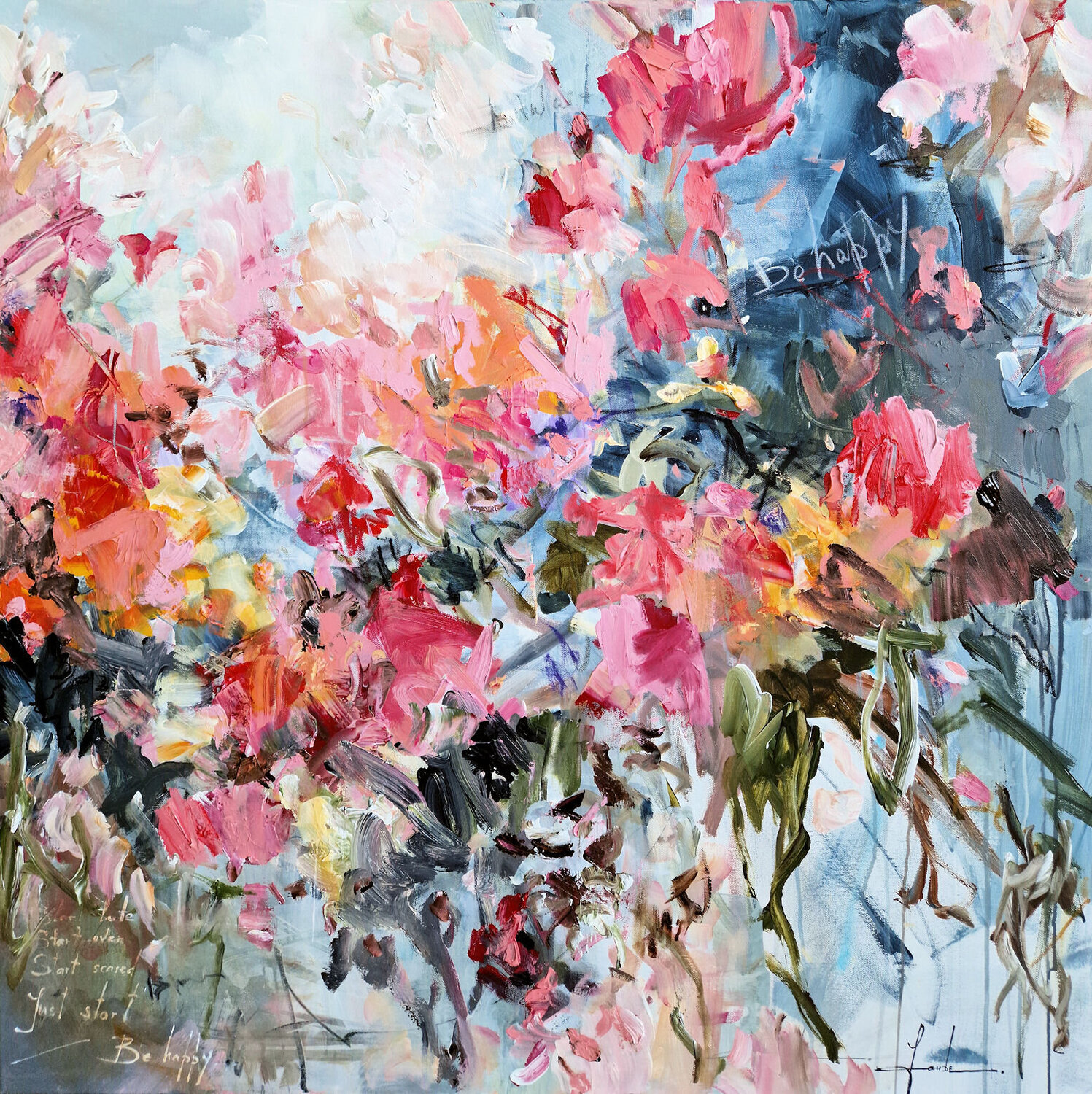 Just Be Happy Irina Laube Original painting for sale