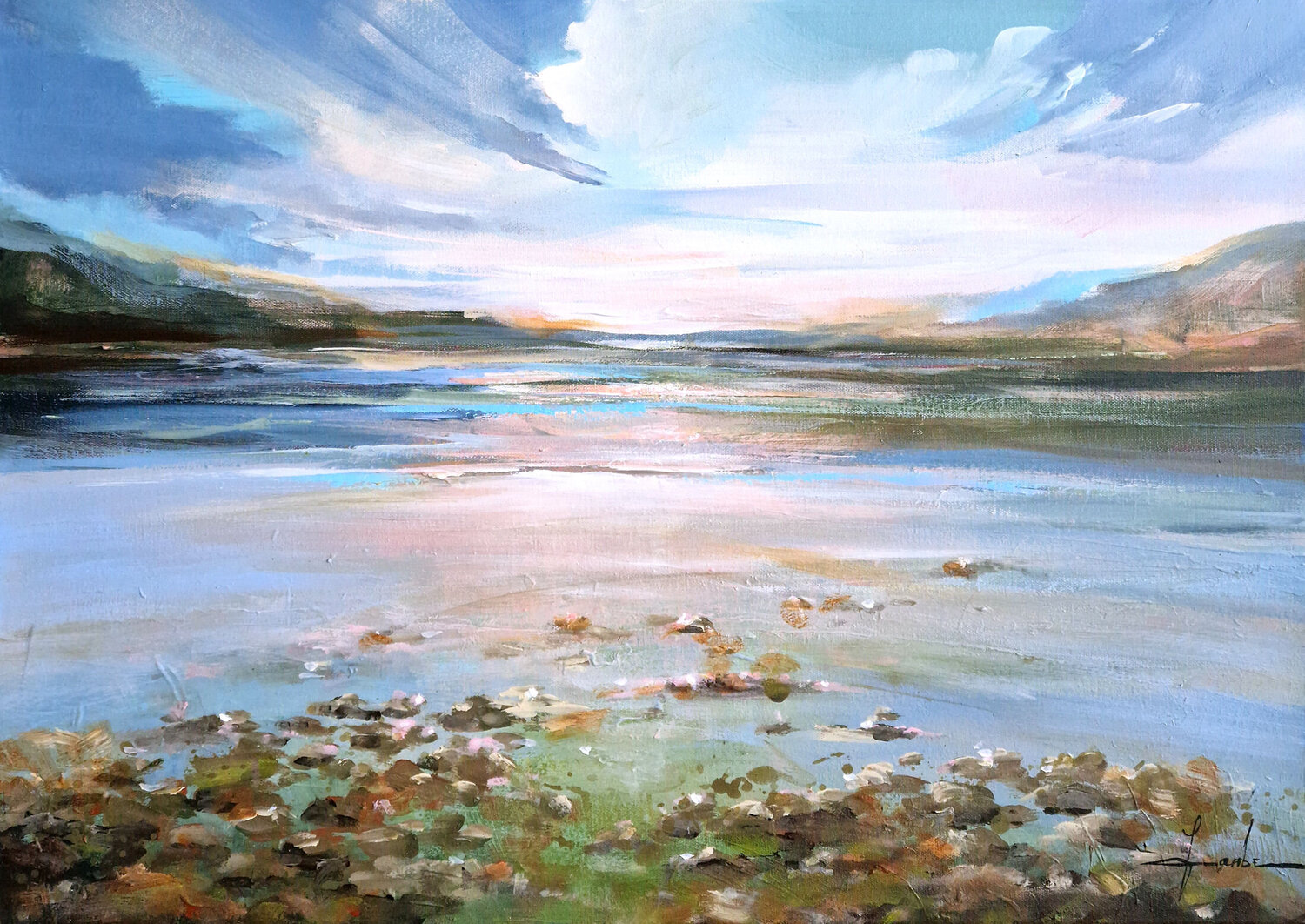 Echoes of a Quiet Shore Irina Laube Original painting for sale