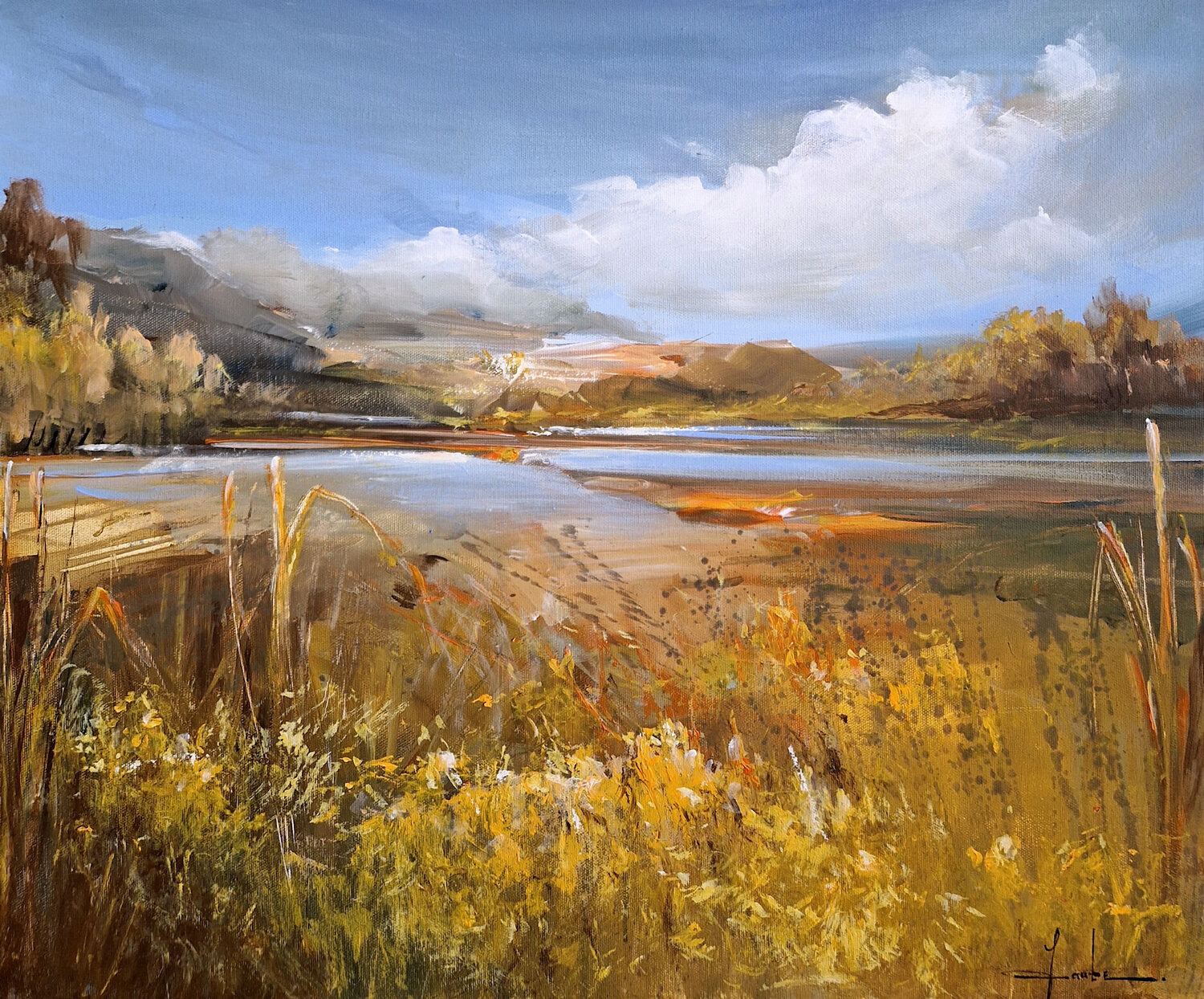 Golden Stillness Irina Laube Original painting for sale