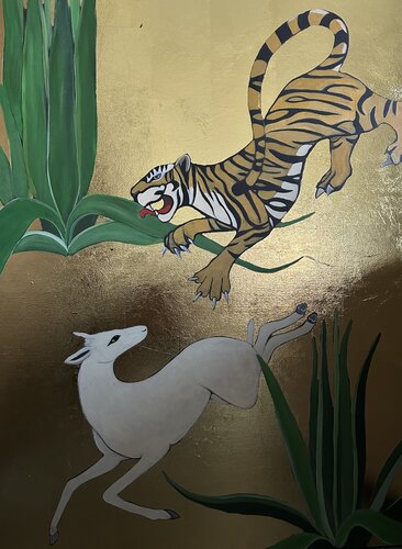 The Hunt in gold by Margarita Kunizheva, Painting for Sale on Select