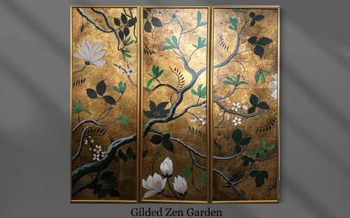 Gilded Zen garden by Margarita Kunizheva, Painting for Sale on Select