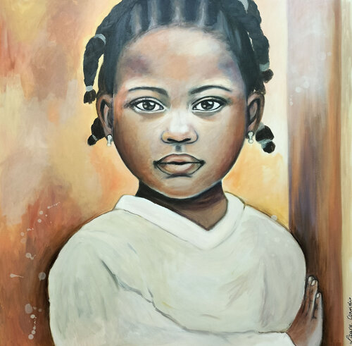 Petite Africaine contre le mur von Laurie Consiglio, Malerei kaufen auf Select