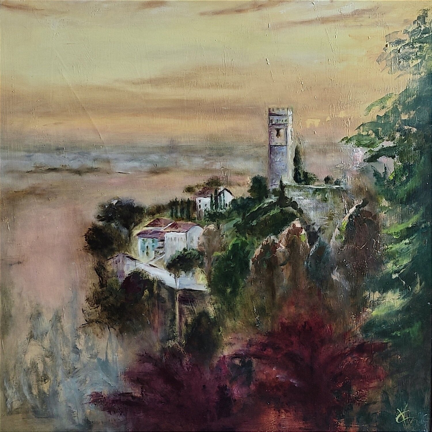 COLLINE FRIULANE...FAGAGNA VALNEA CARNIEL Original painting for sale