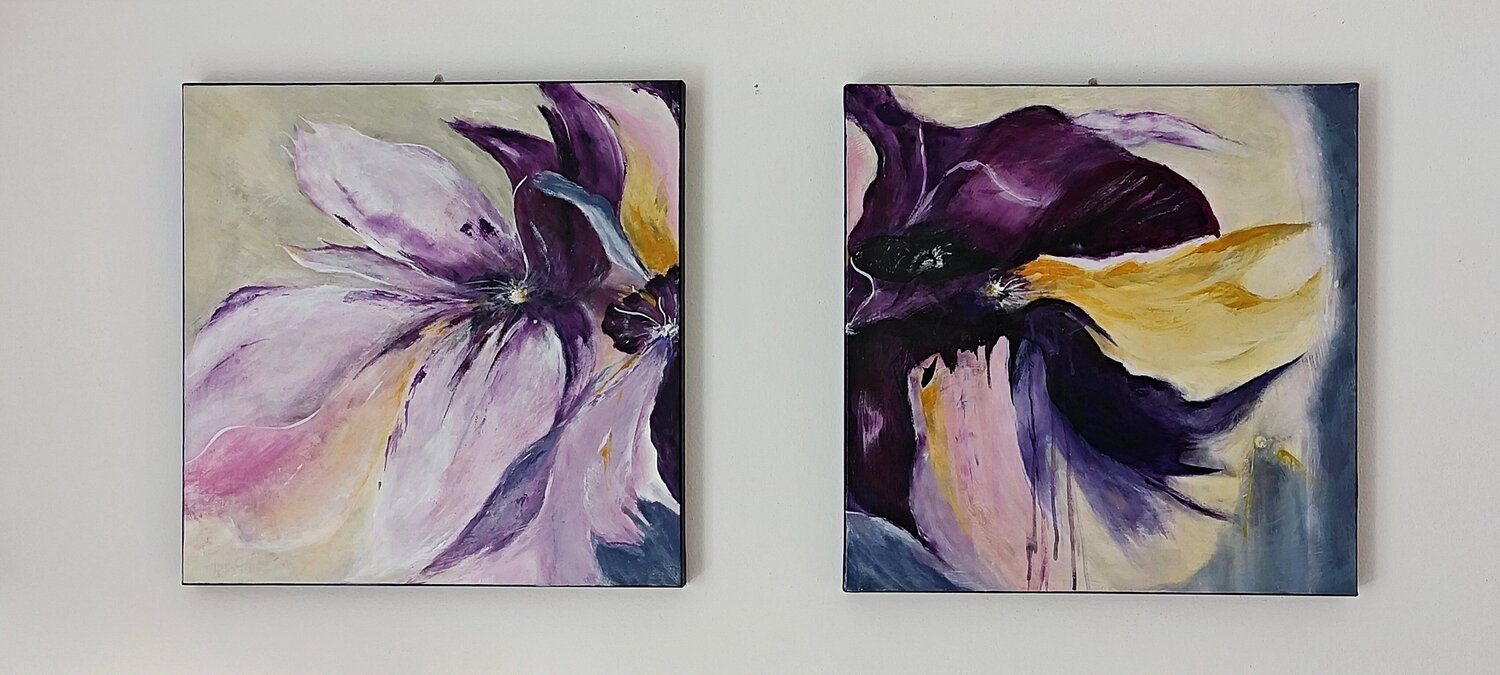 FLOWERS  DITTICO VALNEA CARNIEL Original painting for sale