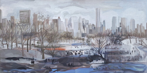 A foggy winter day by Gabriel Cristian Matei, Painting for Sale on Select