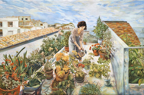 A summer afternoon, closer to the sky by Gabriel Cristian Matei, Painting for Sale on Select