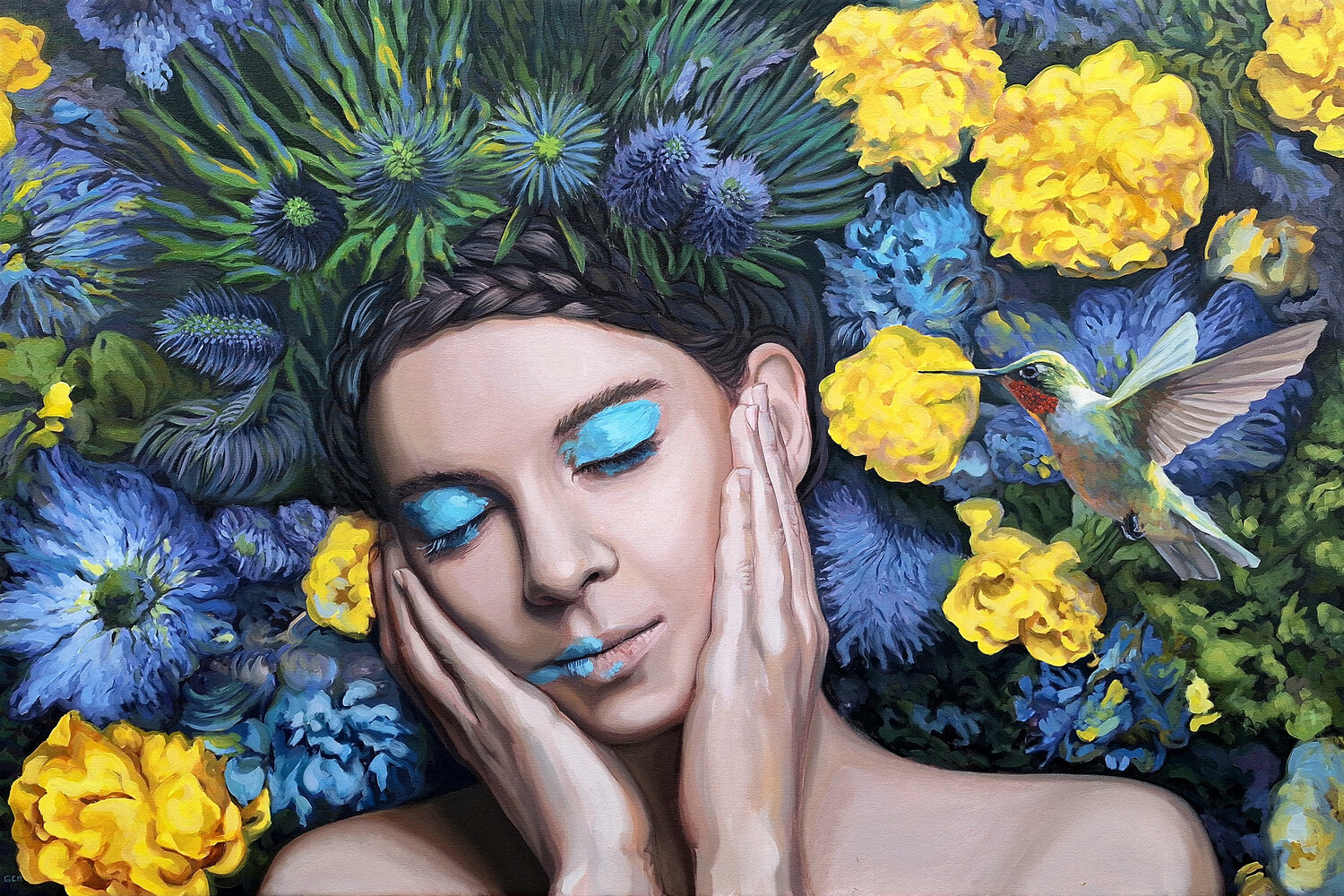 The daughter of the blue forest Gabriel Cristian Matei Original painting for sale