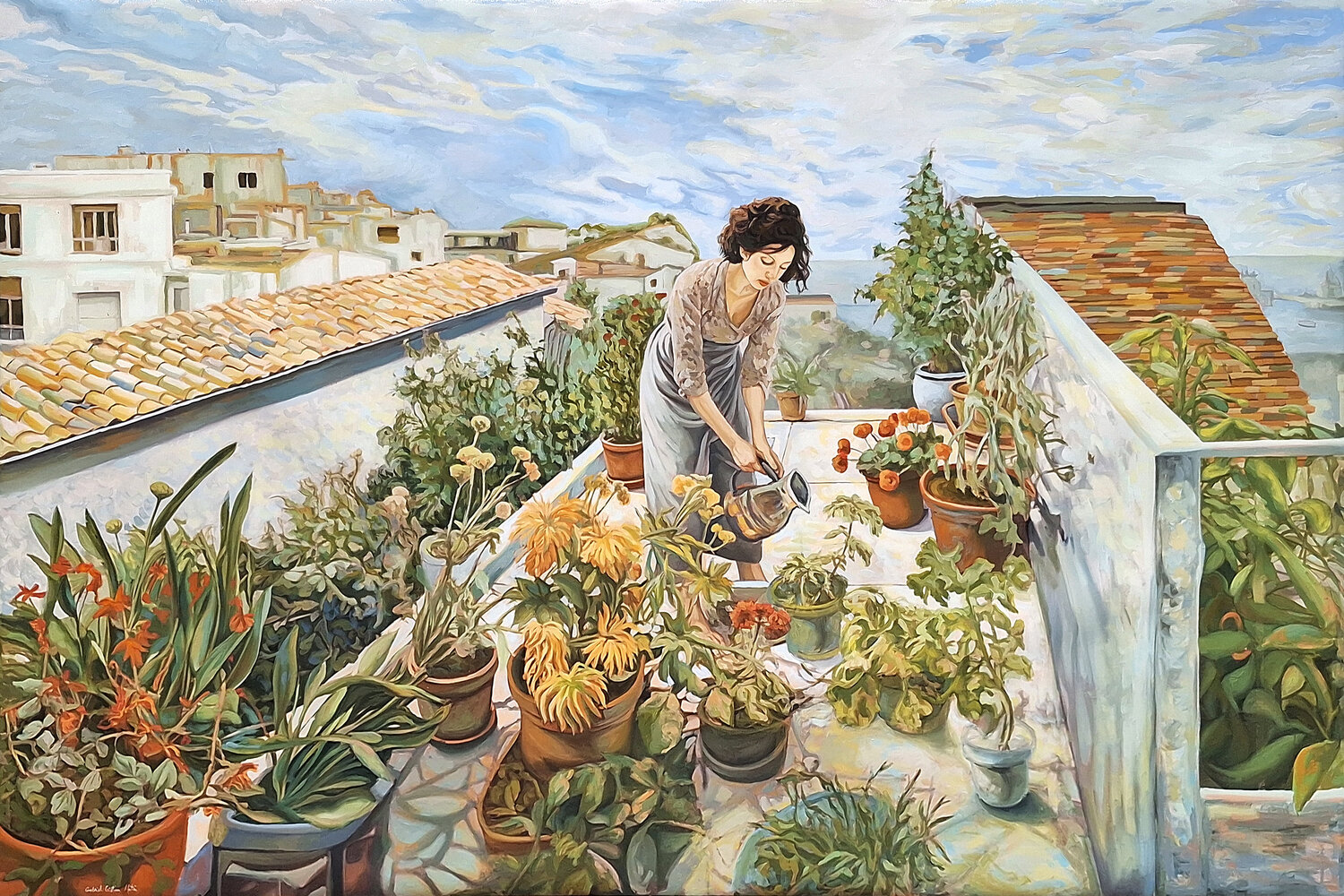 A summer afternoon, closer to the sky Gabriel Cristian Matei Original painting for sale