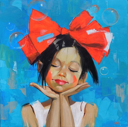 My Cute Girl by Mariia Kotiuzhynska, Painting for Sale on Select