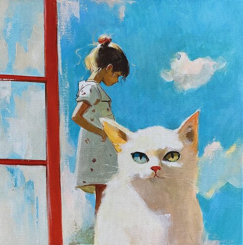 Under a Bright blue sky by Mariia Kotiuzhynska, Painting for Sale on Select