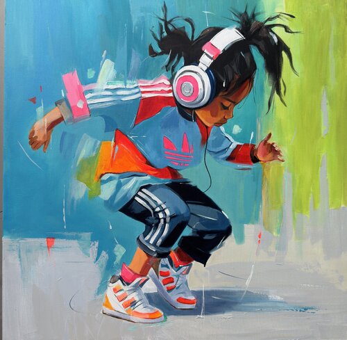 Jump, Jump Around by Mariia Kotiuzhynska, Painting for Sale on Select
