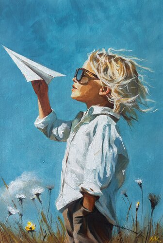 Paper Wings by Mariia Kotiuzhynska, Painting for Sale on Select