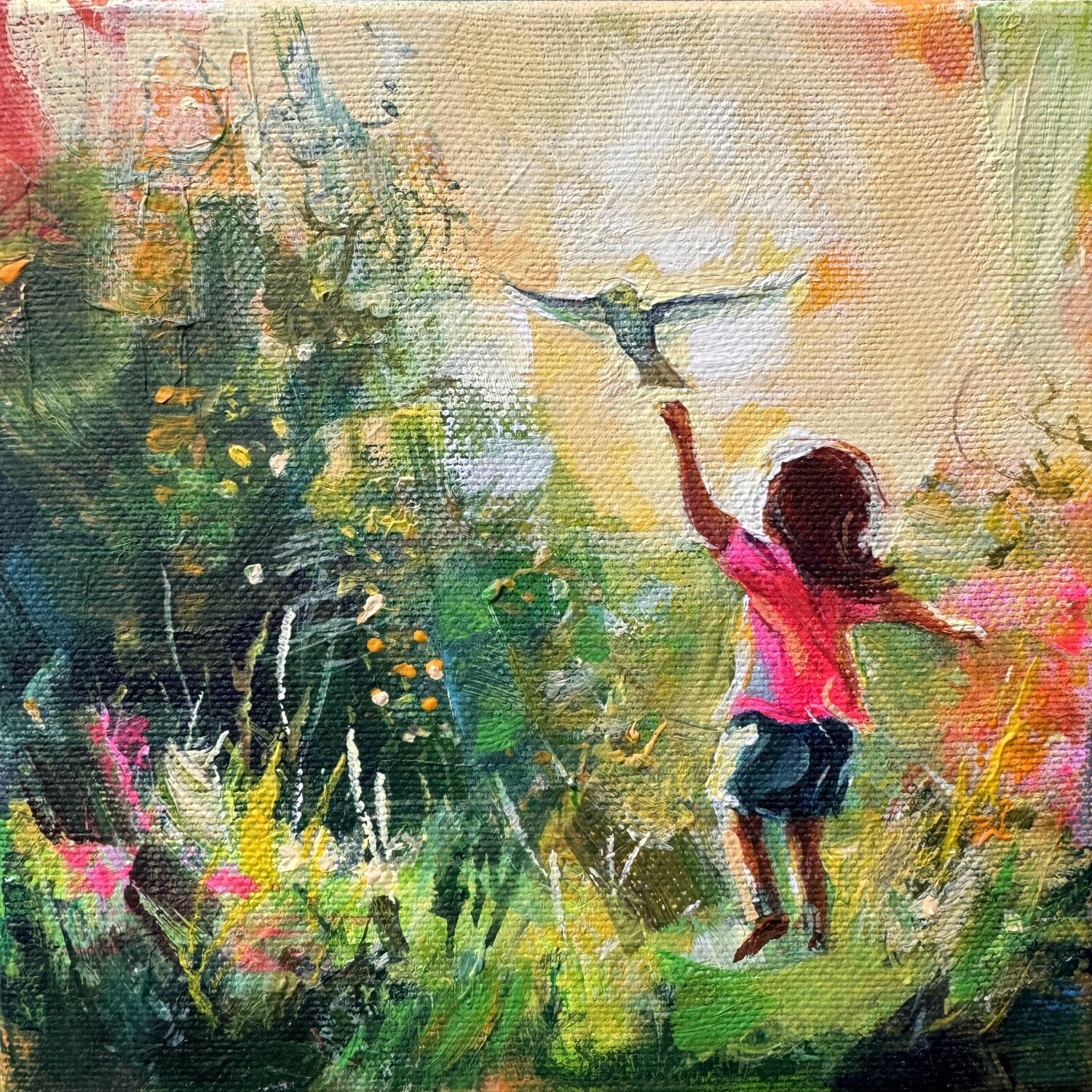 Carefree childhood: Let It Fly Mariia Kotiuzhynska Original painting for sale
