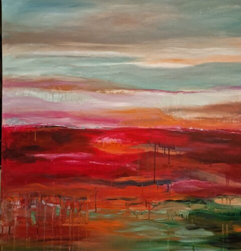 Crimson Horizon by Liliana Georgeta Barna, Painting for Sale on Select