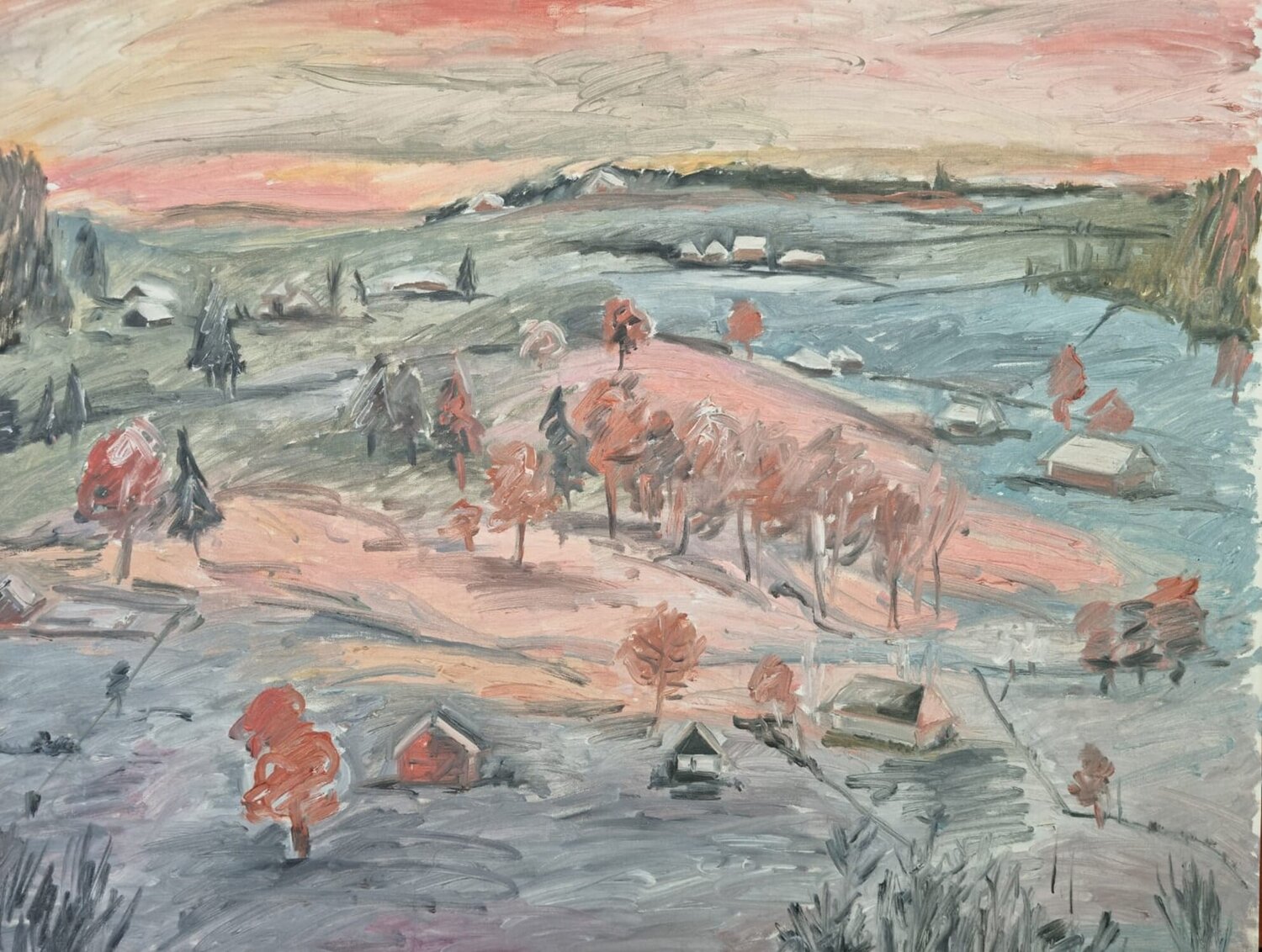 Dusk in winter Liliana Georgeta Barna Original painting for sale