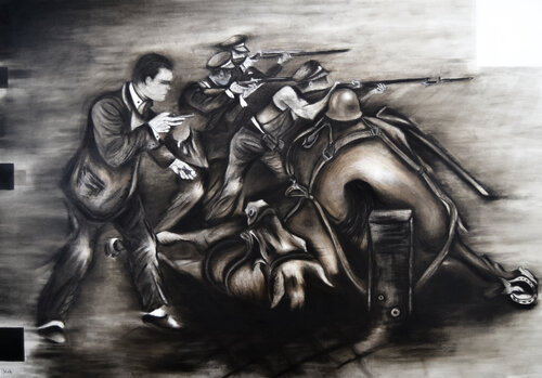 Barricada de Caballos Muertos by Davaro David, Painting for Sale on Select