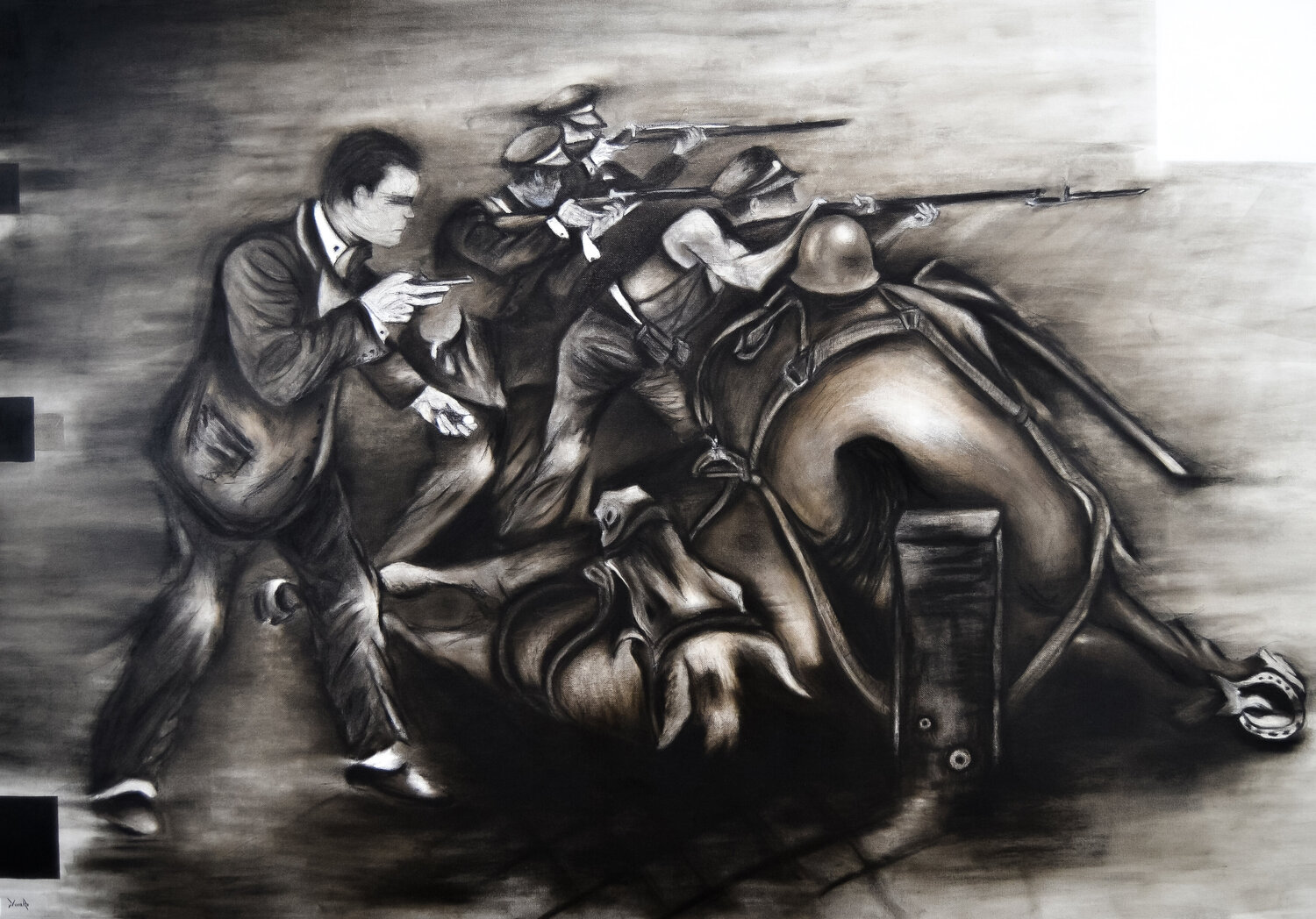 Barricada de Caballos Muertos Davaro David Original painting for sale