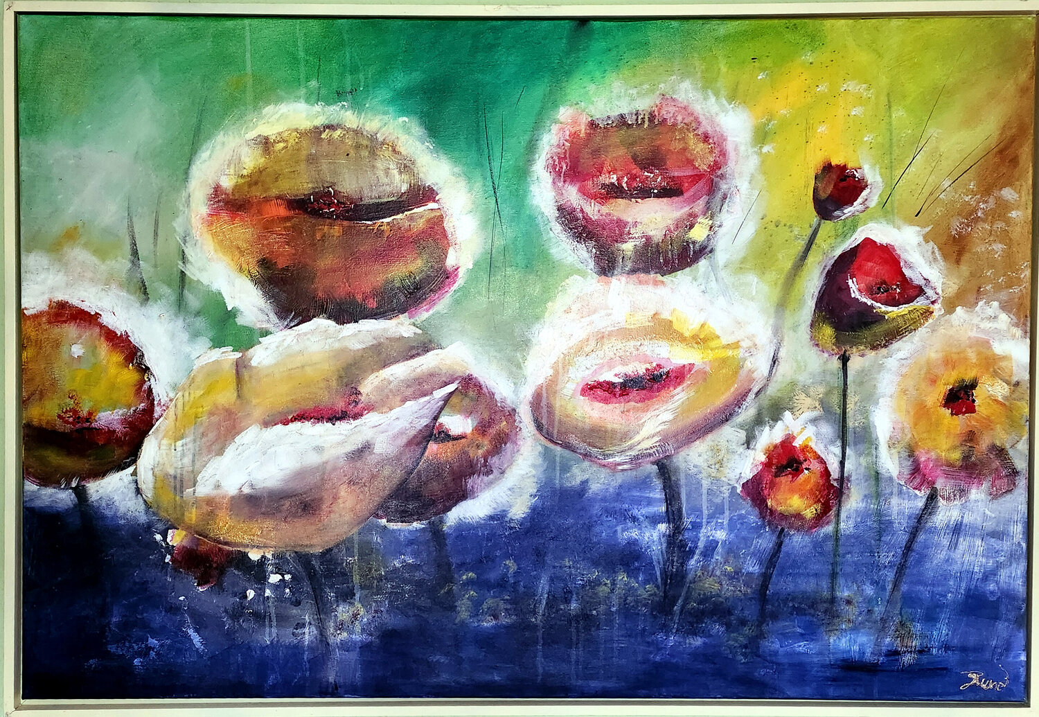 Shiny Flowers Elmar Hund artjust Original painting for sale