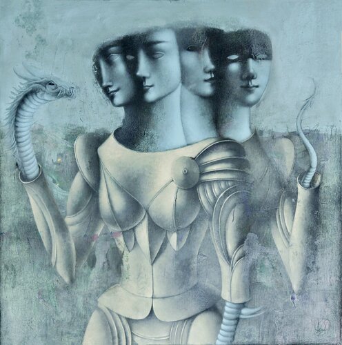 The Girl, The Knight and The Dragon by Svetlana Rumak, Painting for Sale on Select