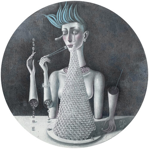 Eve’s Ambivalent Indulgence by Svetlana Rumak, Painting for Sale on Select