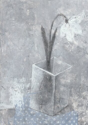 White Tulip in a Glass Vase by Svetlana Rumak, Painting for Sale on Select