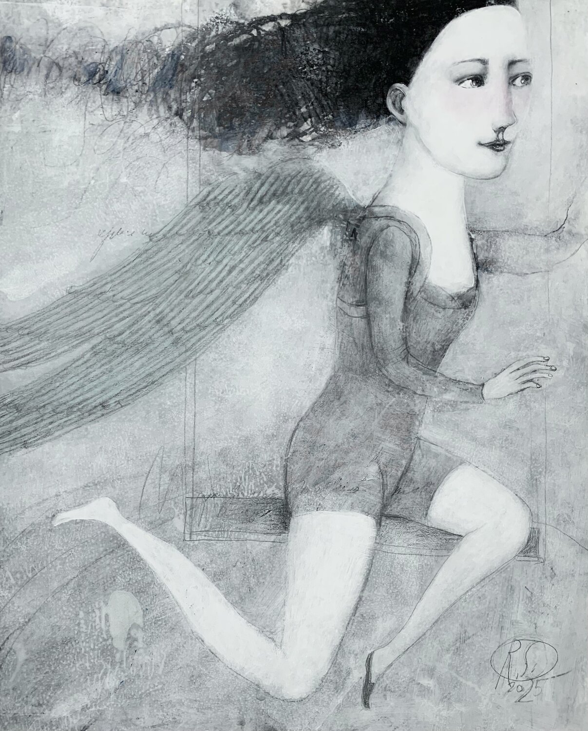 Aerialist Girl in Love Svetlana Rumak Original painting for sale