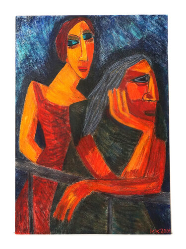 Die Junge und die Alte IV, Urheberrecht Katharina Kretschmer by Katharina Kretschmer, Painting for Sale on Select