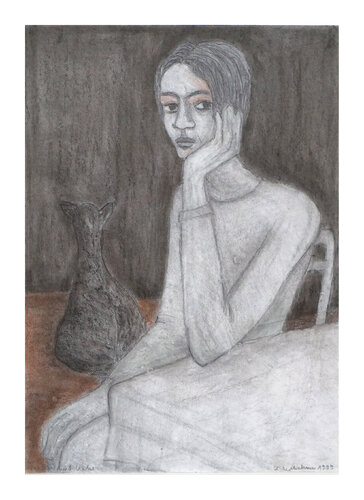 Junge mit Katze, Urheberrecht Katharina Kretschmer by Katharina Kretschmer, Painting for Sale on Select