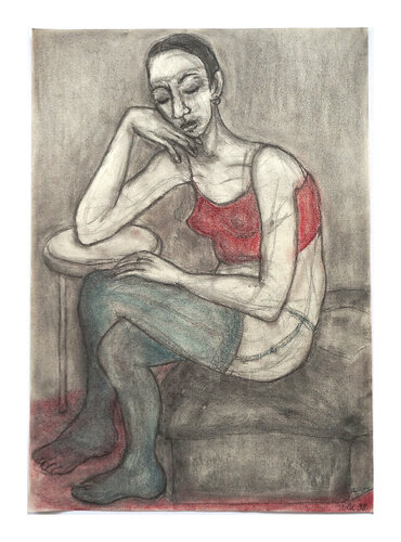 Wartend (worauf), Urheberrecht Katharina Kretschmer by Katharina Kretschmer, Painting for Sale on Select